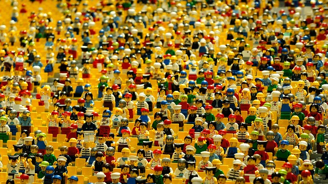 A crowd of lego workers